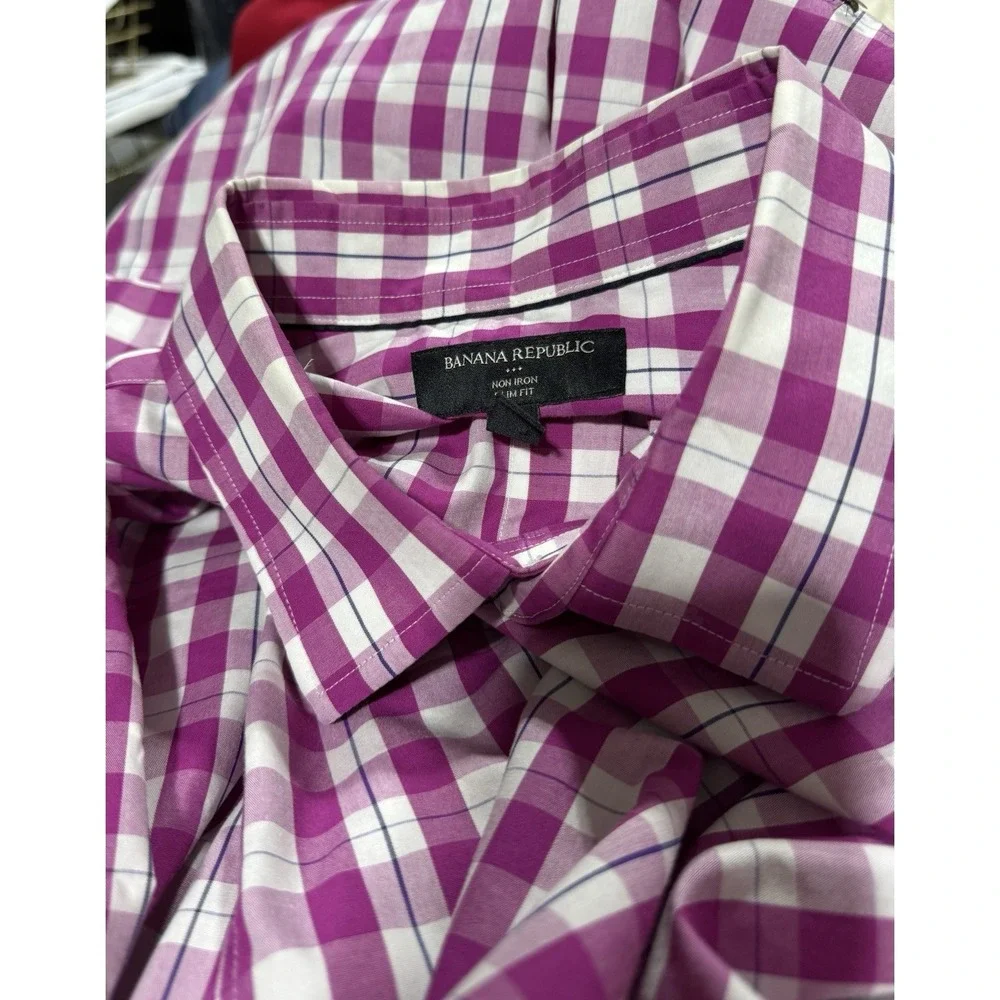 BANANA REPUBLIC Men's Long Sleeve Shirt XXL 2XL 18-18 1/2 36in. Violet Blue Sexy